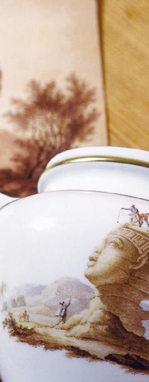 Hand-painted teapot with artistic portrait