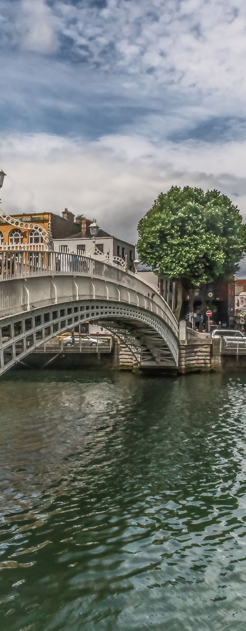 Historic Ha'penny Bridge over River Liffey