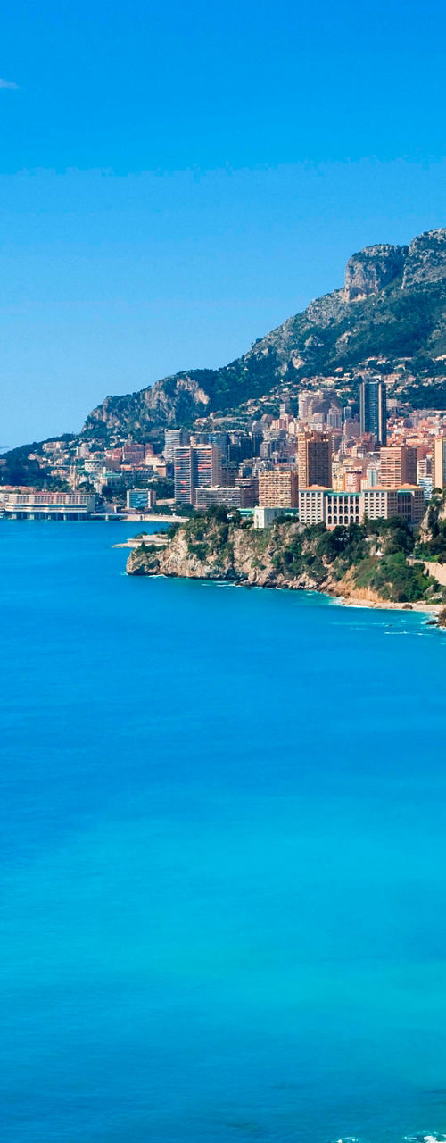 Coastal Mediterranean town with turquoise waters