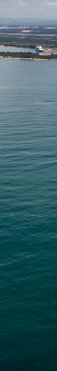 Aerial view of coastal waterways and jetties
