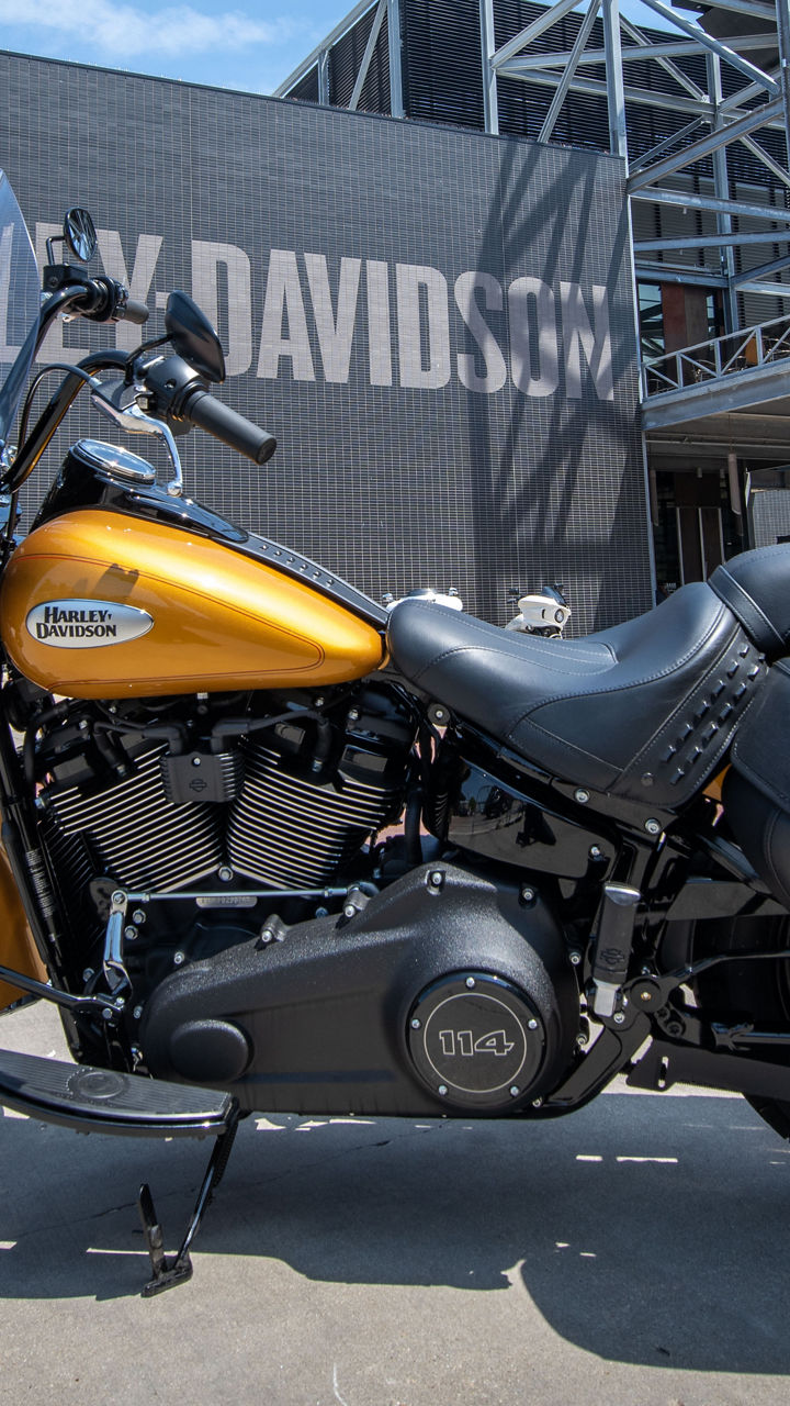 Harley-Davidson motorcycle outside museum