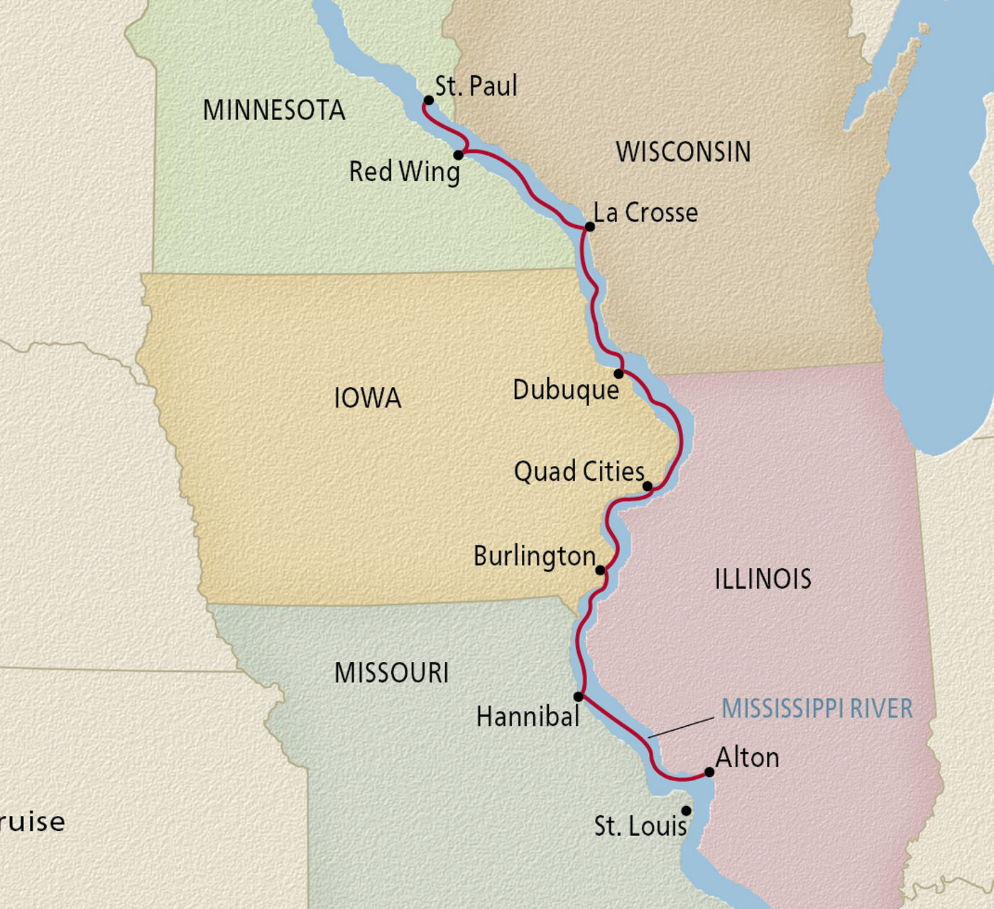 Map of Heartland of America itinerary