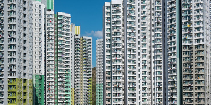 High-rise residential buildings under clear sky