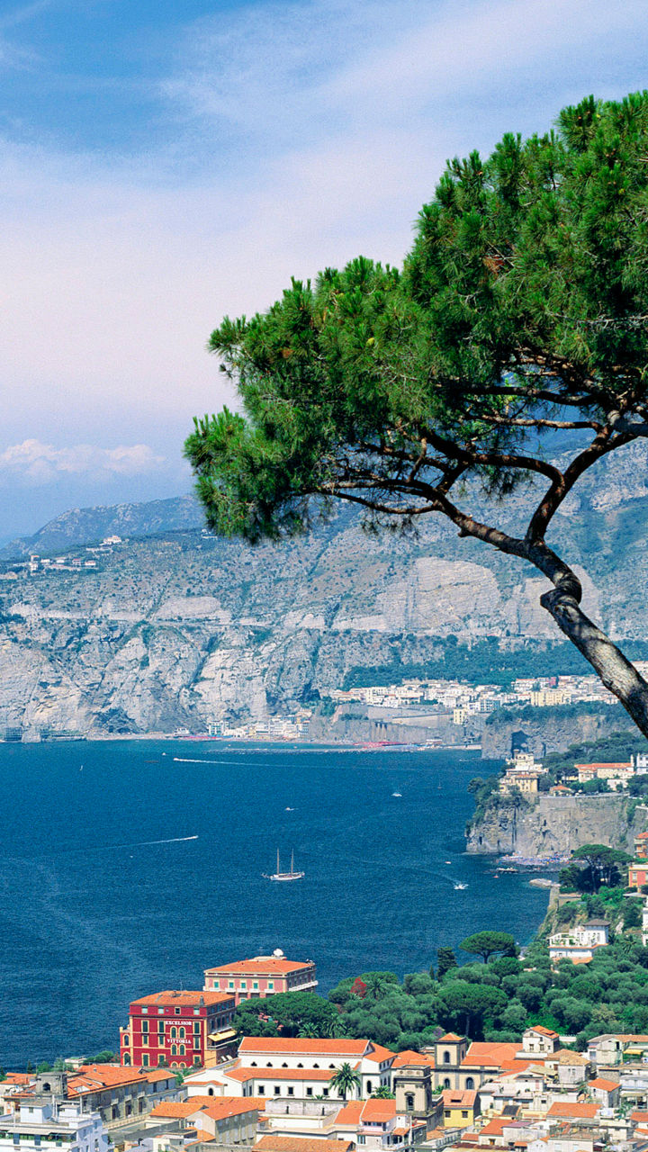 Scenic coastal town with sea view