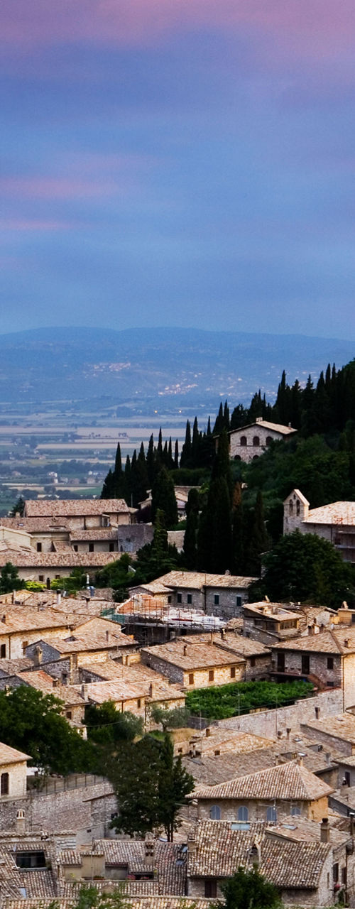 Historic Italian town with hilltop castle