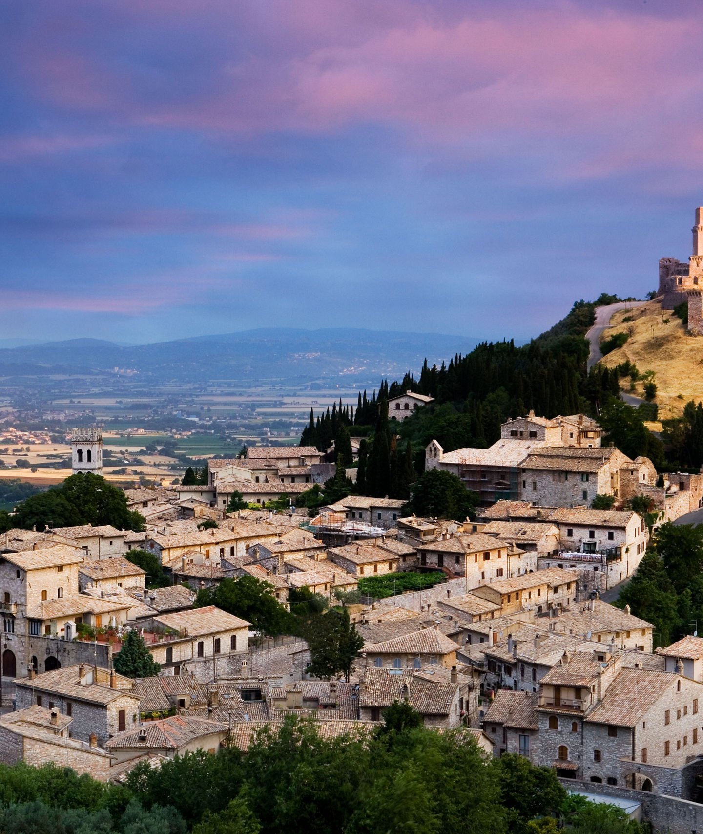 Historic Italian town with hilltop castle
