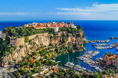 Scenic view of Monaco coastline and marina