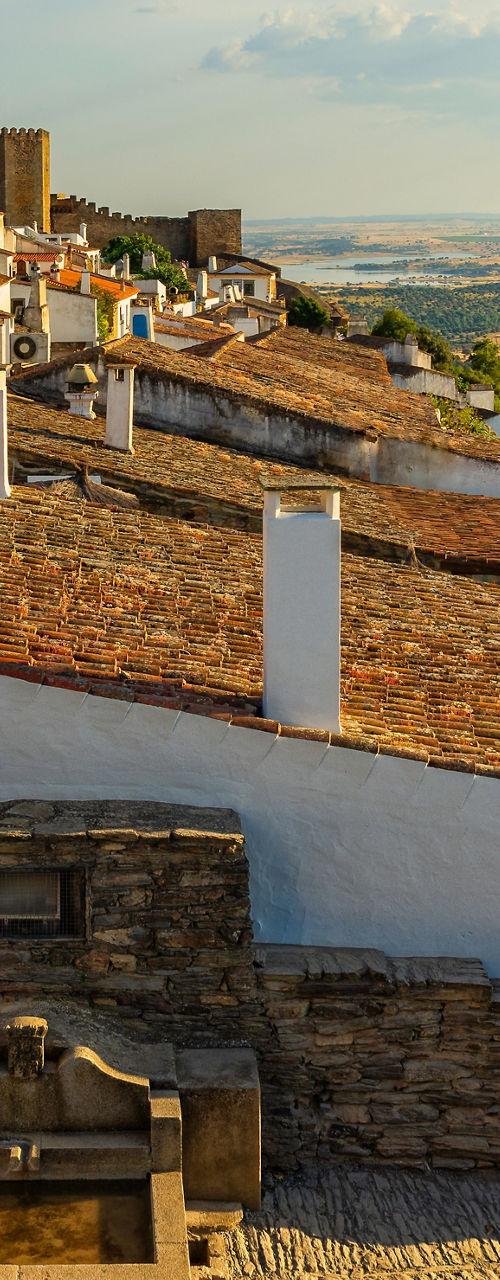 Scenic view of Monsaraz village rooftops