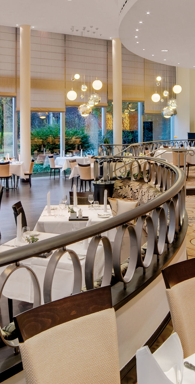 Elegant restaurant with modern lighting design