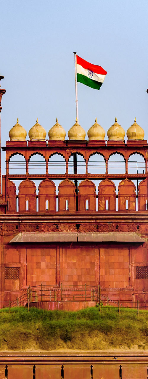 Red Fort with Indian flag in daylight