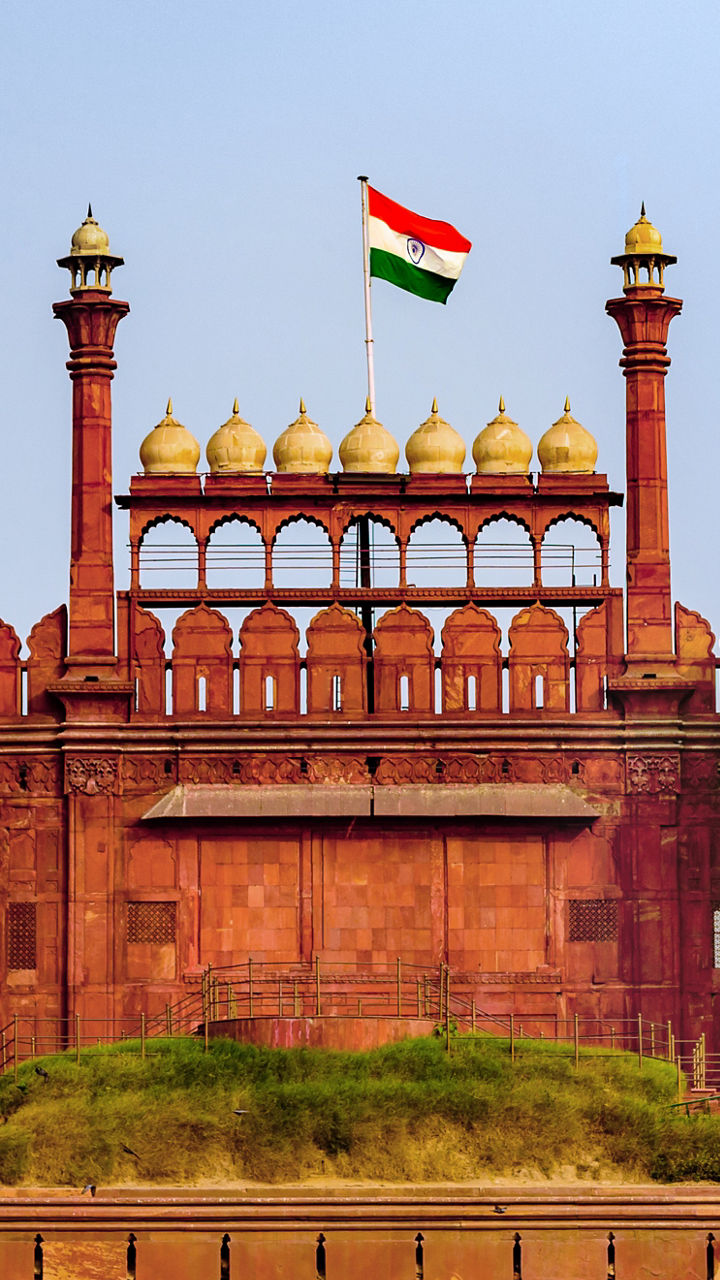 Red Fort with Indian flag in daylight