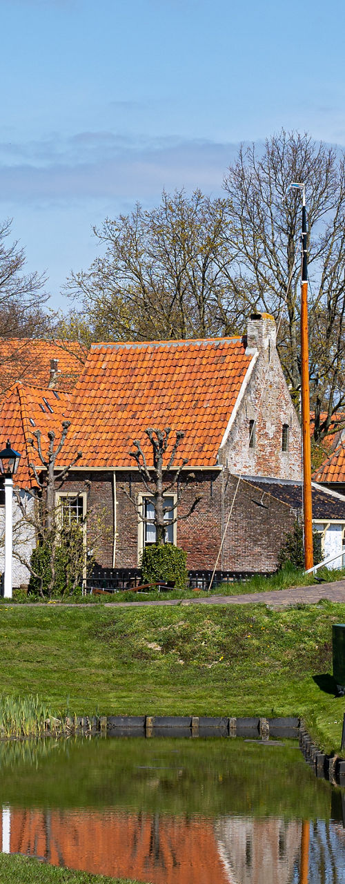Historic village with orange rooftops