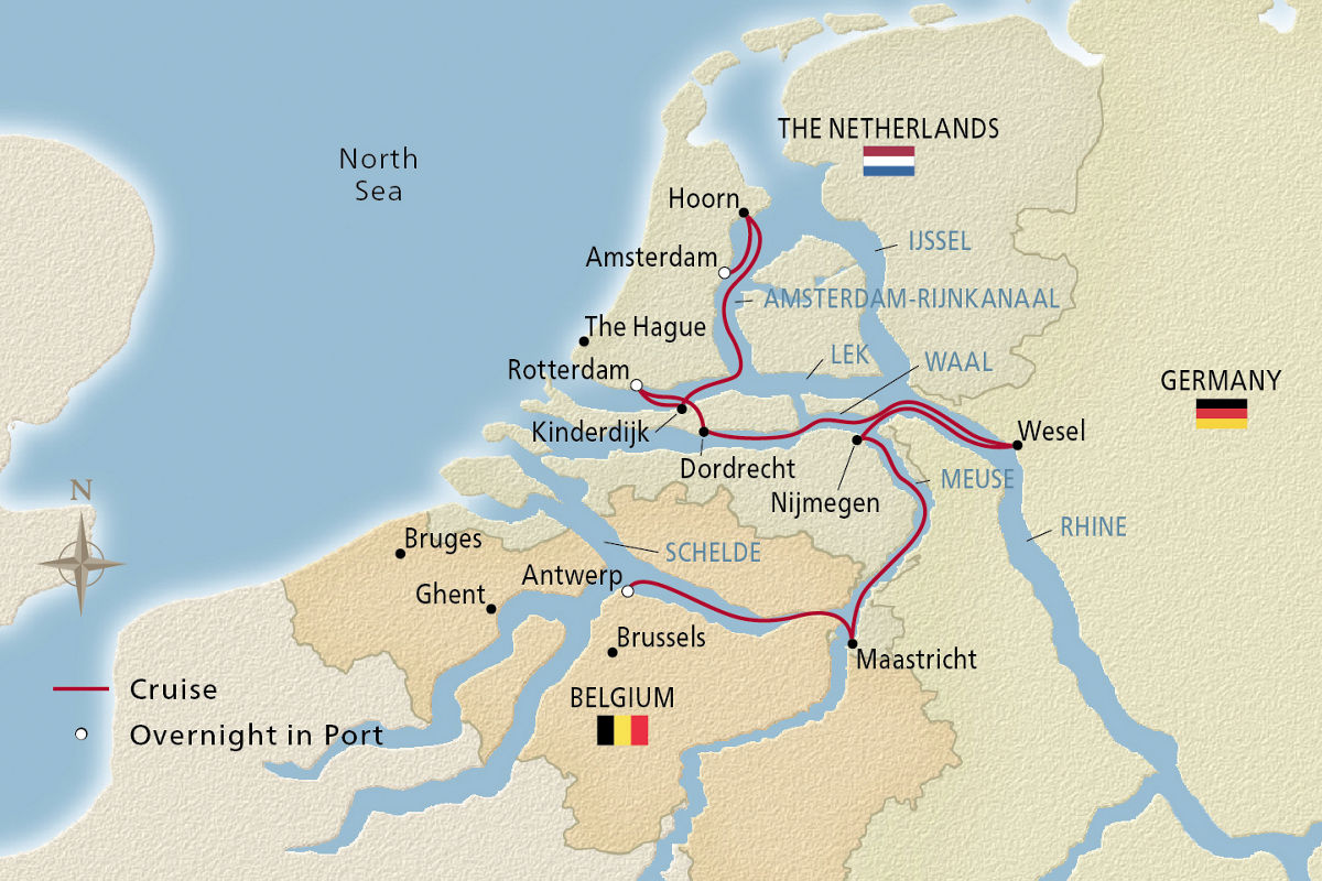 Holland & Belgium – route map