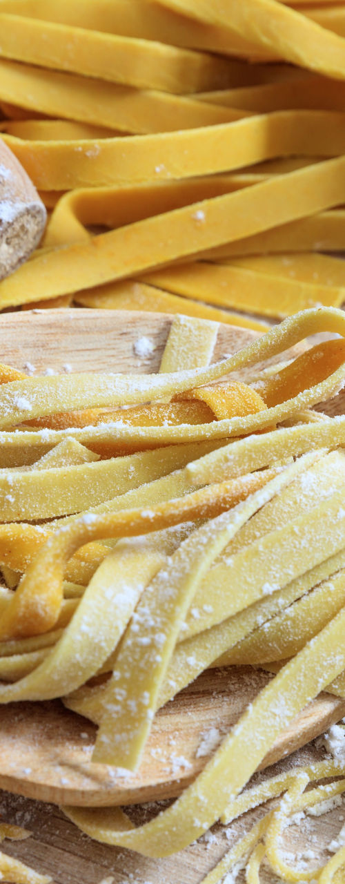 Fresh homemade pasta with eggs and flour