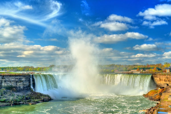 Majestic Niagara Falls under blue sky
