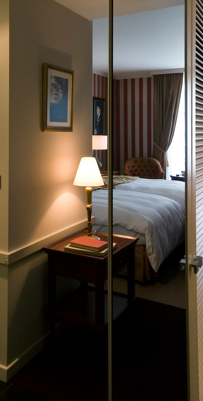 Cozy hotel room with twin beds