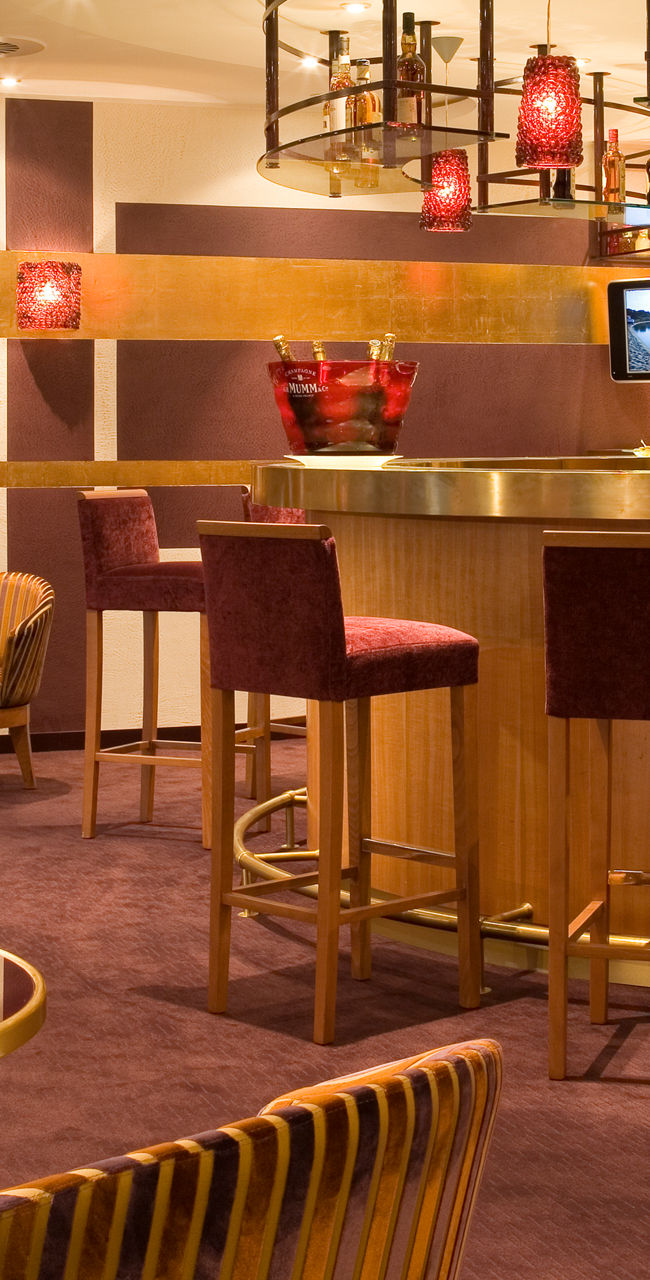 Modern lounge bar with warm lighting