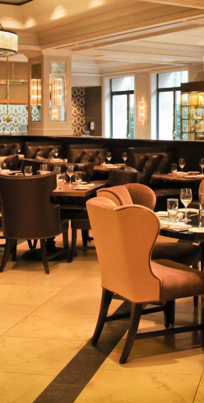 Elegant restaurant interior with warm lighting