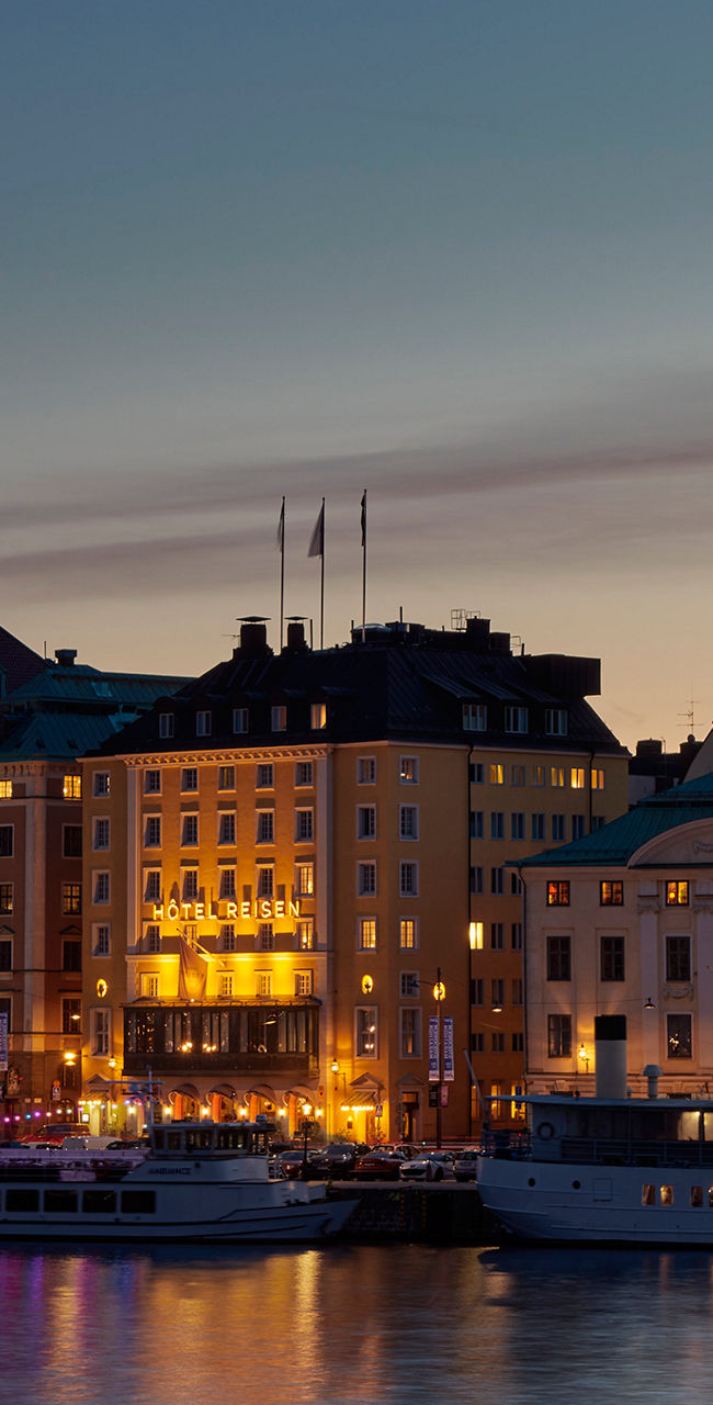 Scenic waterfront view of Stockholm at dusk