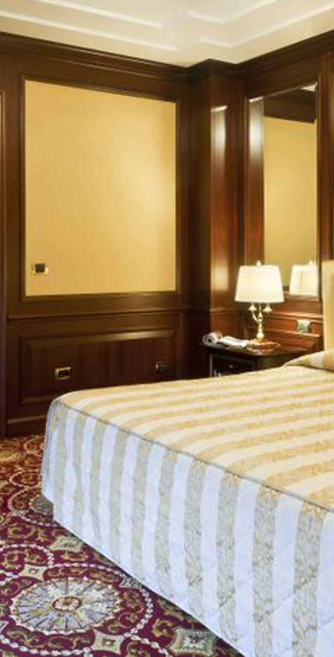Elegant hotel room with luxurious decor