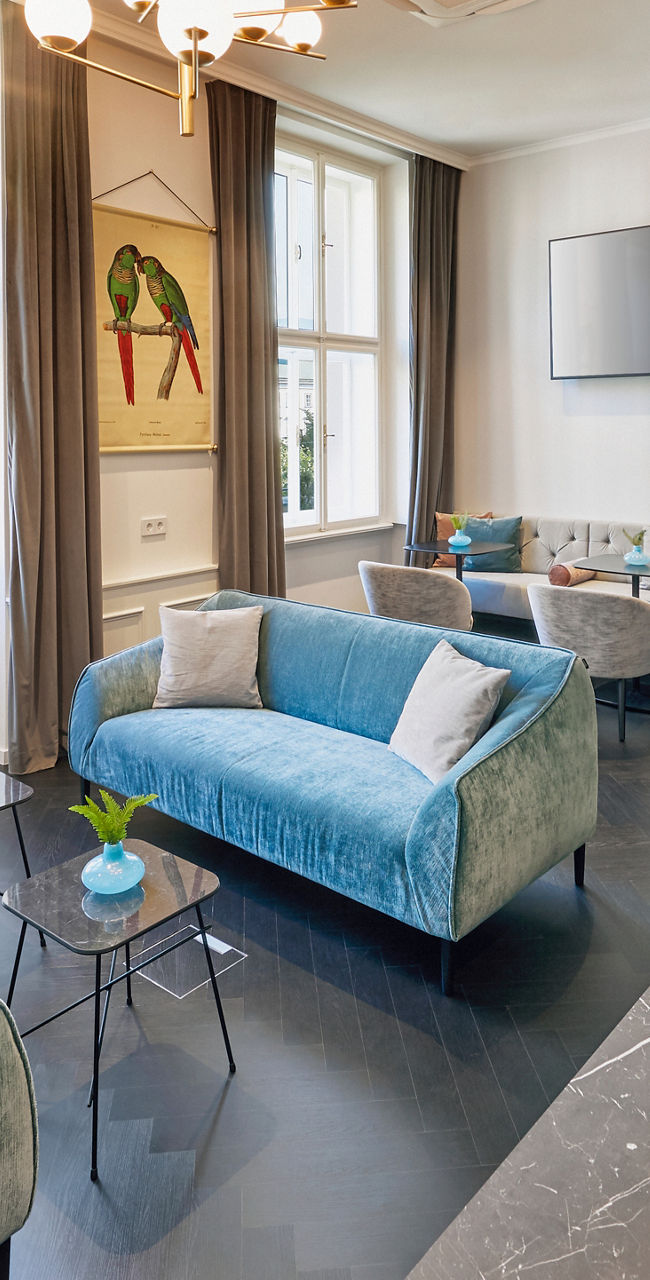 Modern lounge with vibrant decor