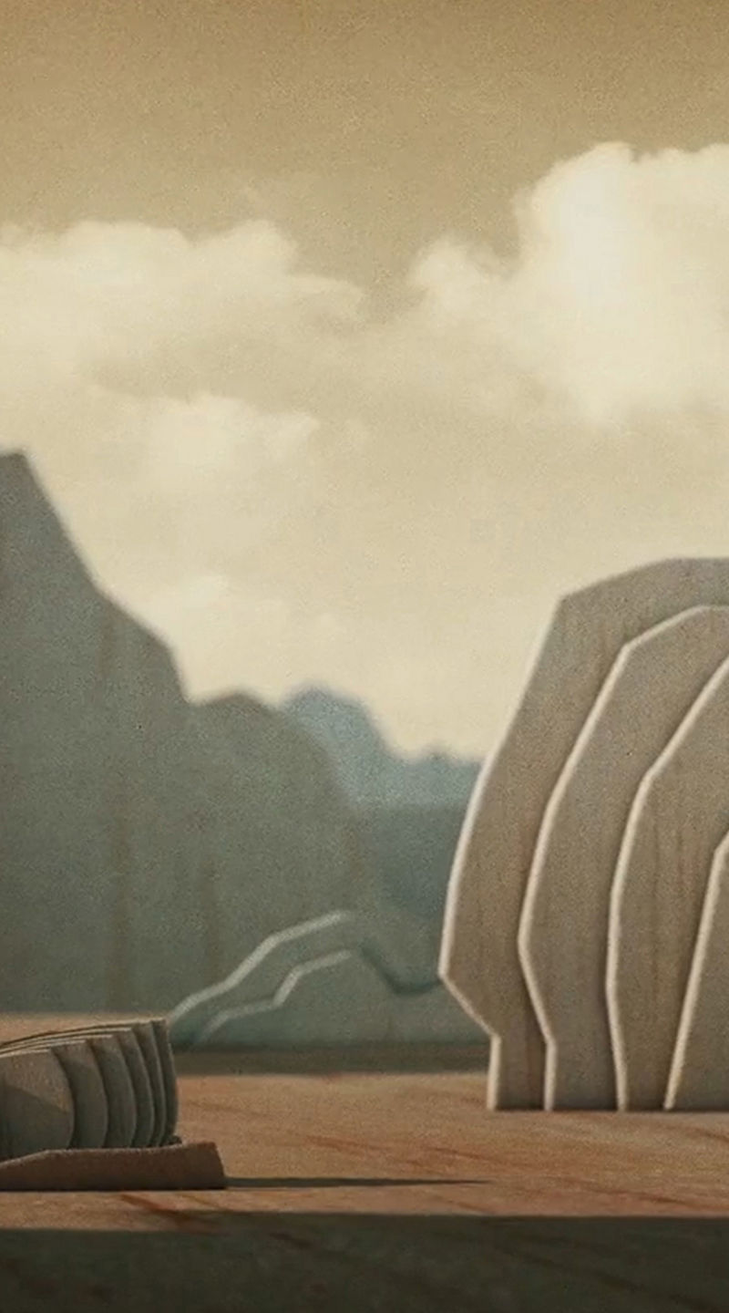 Stylized Desert Landscape With Abstract Rock Formations