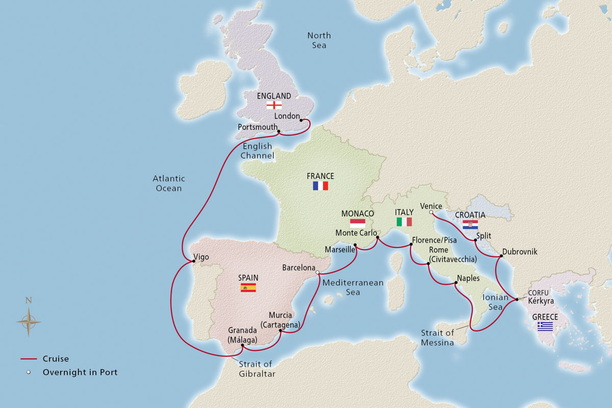 Iberian & Mediterranean Odyssey – route map