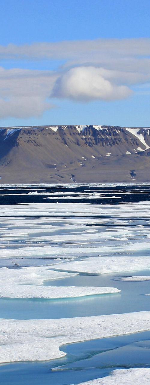 Arctic landscape with melting ice sheets