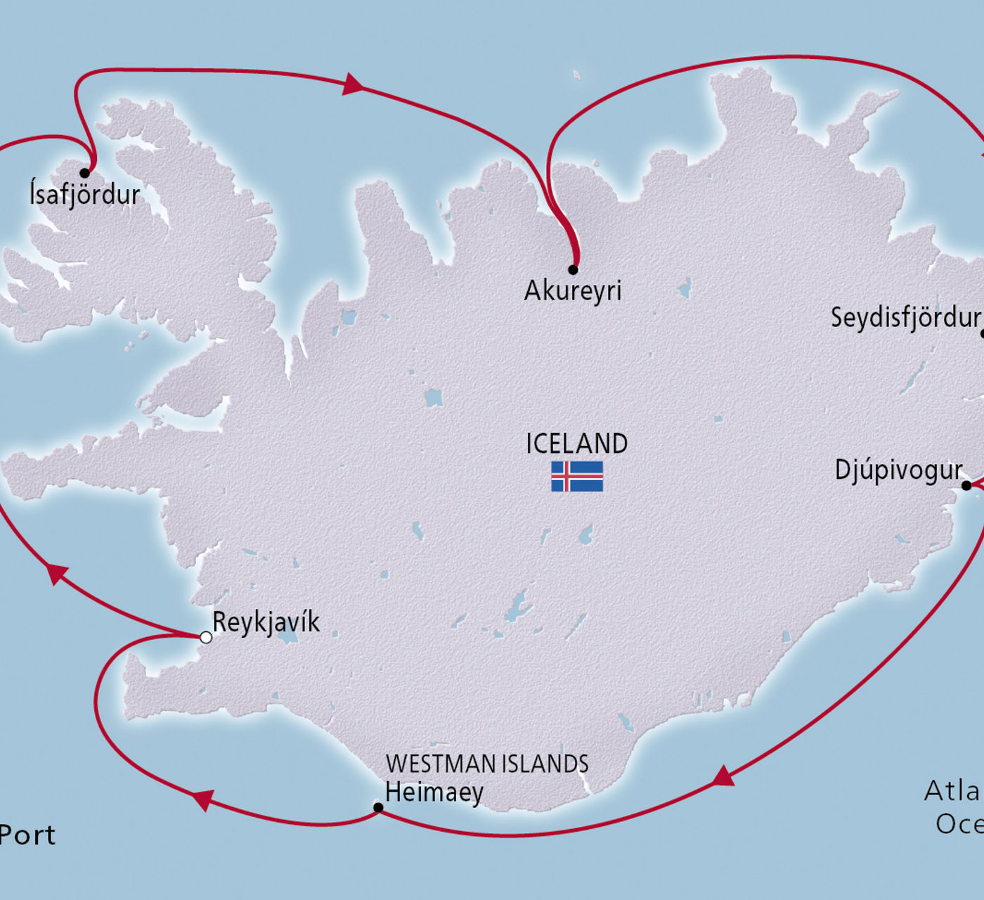 Map of Iceland's Natural Beauty itinerary