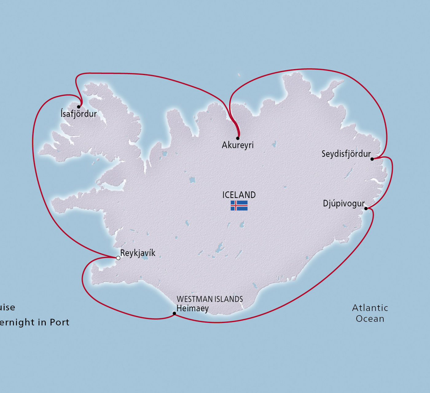 Map of Iceland's Natural Beauty itinerary
