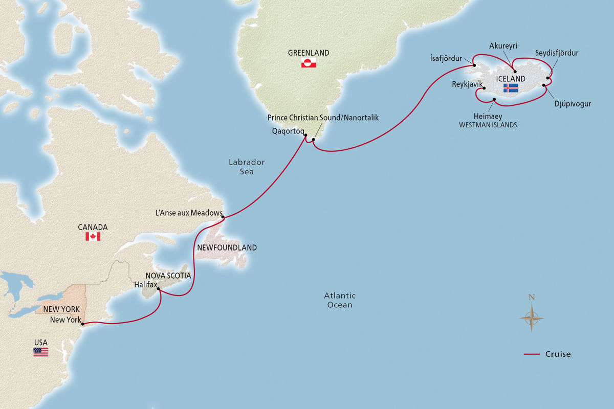 Iconic Iceland, Greenland & Canada – route map