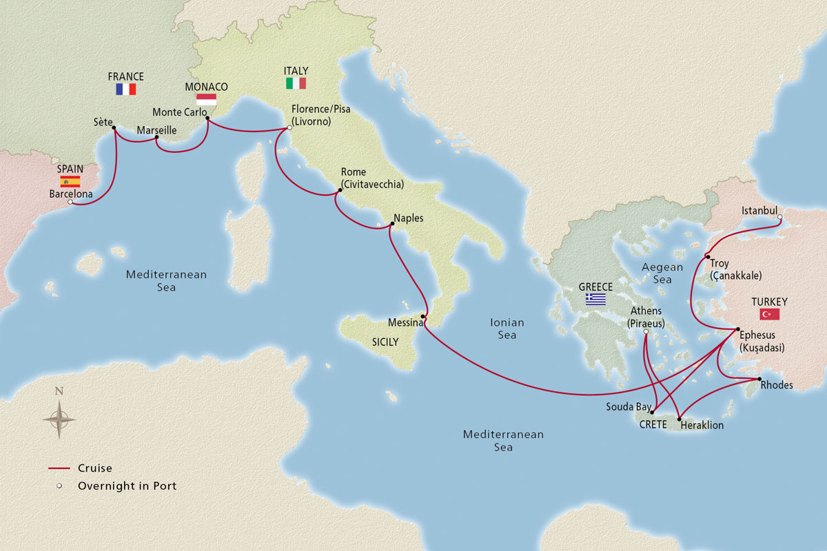 Iconic Mediterranean Treasures – route map