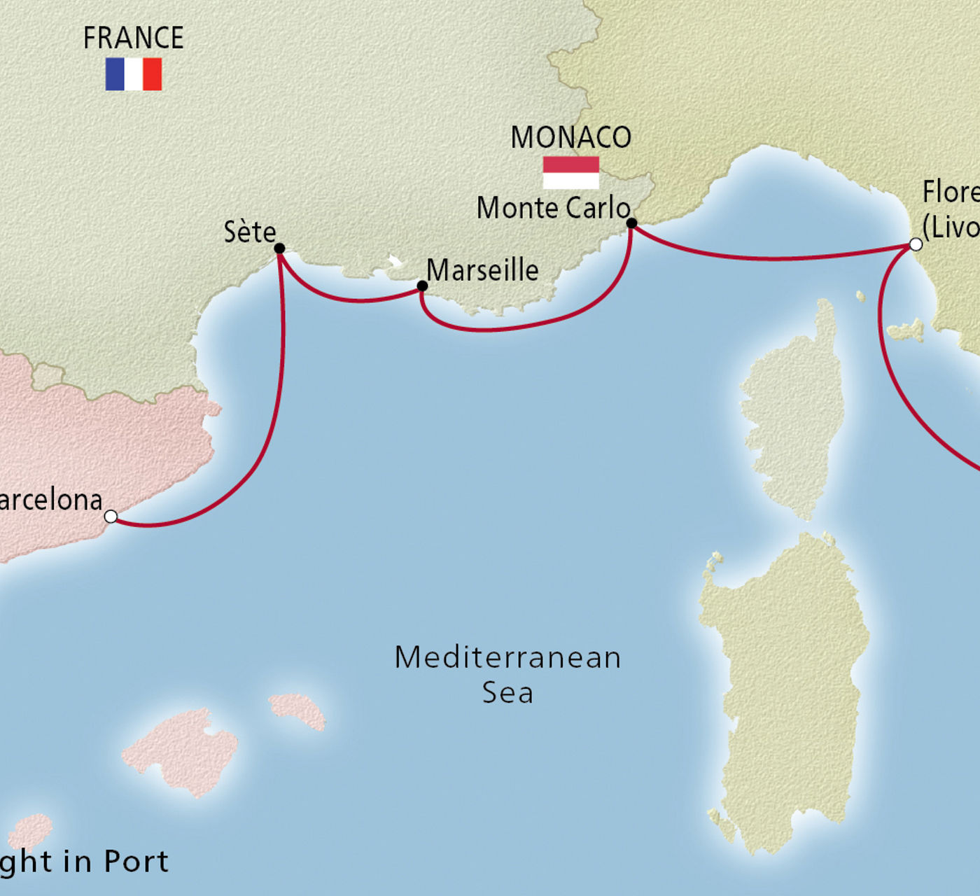 Map of Iconic Western Mediterranean itinerary