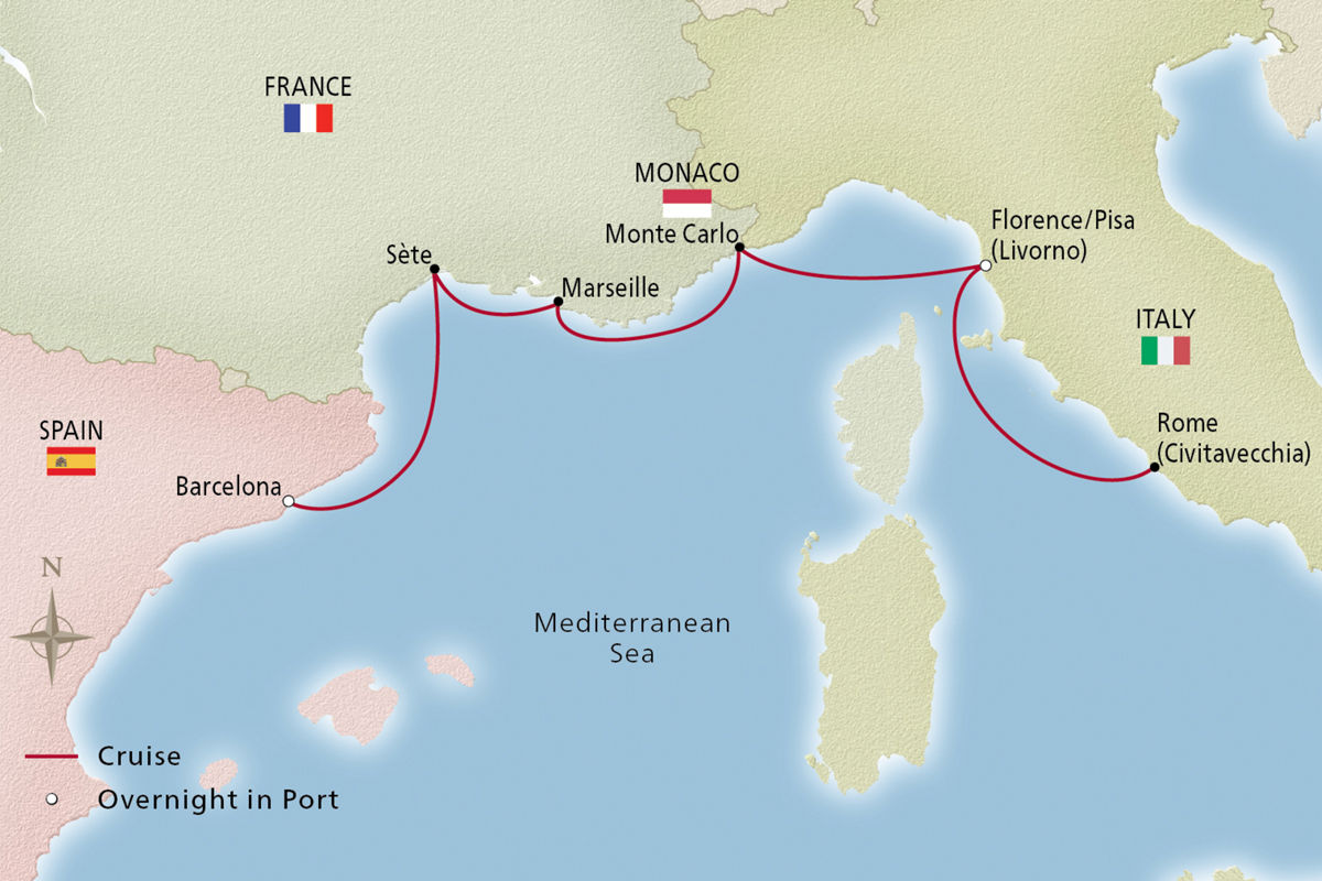 Iconic Western Mediterranean – route map