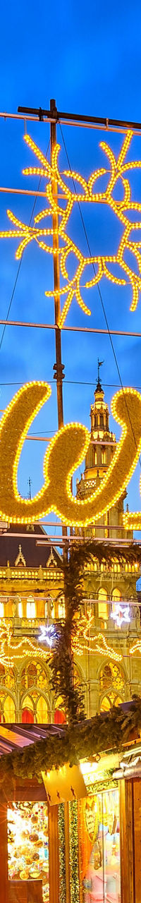 Festive Christmas Market in Vienna at Night