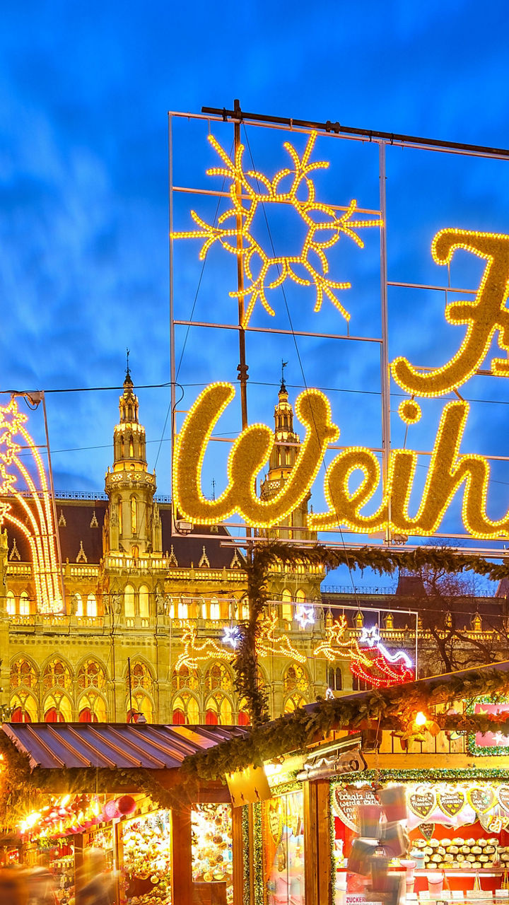 Festive Christmas Market in Vienna at Night