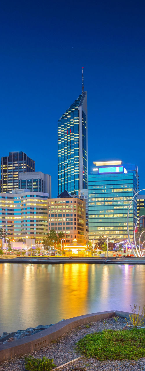 Night skyline of Perth city waterfront