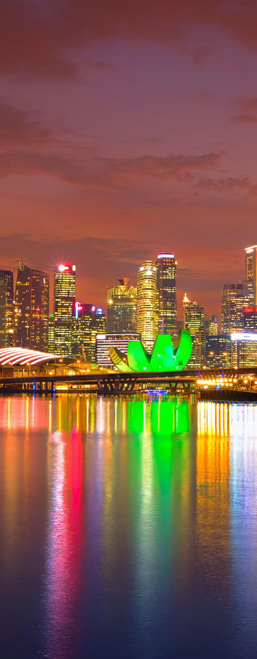 Singapore skyline with Marina Bay at night