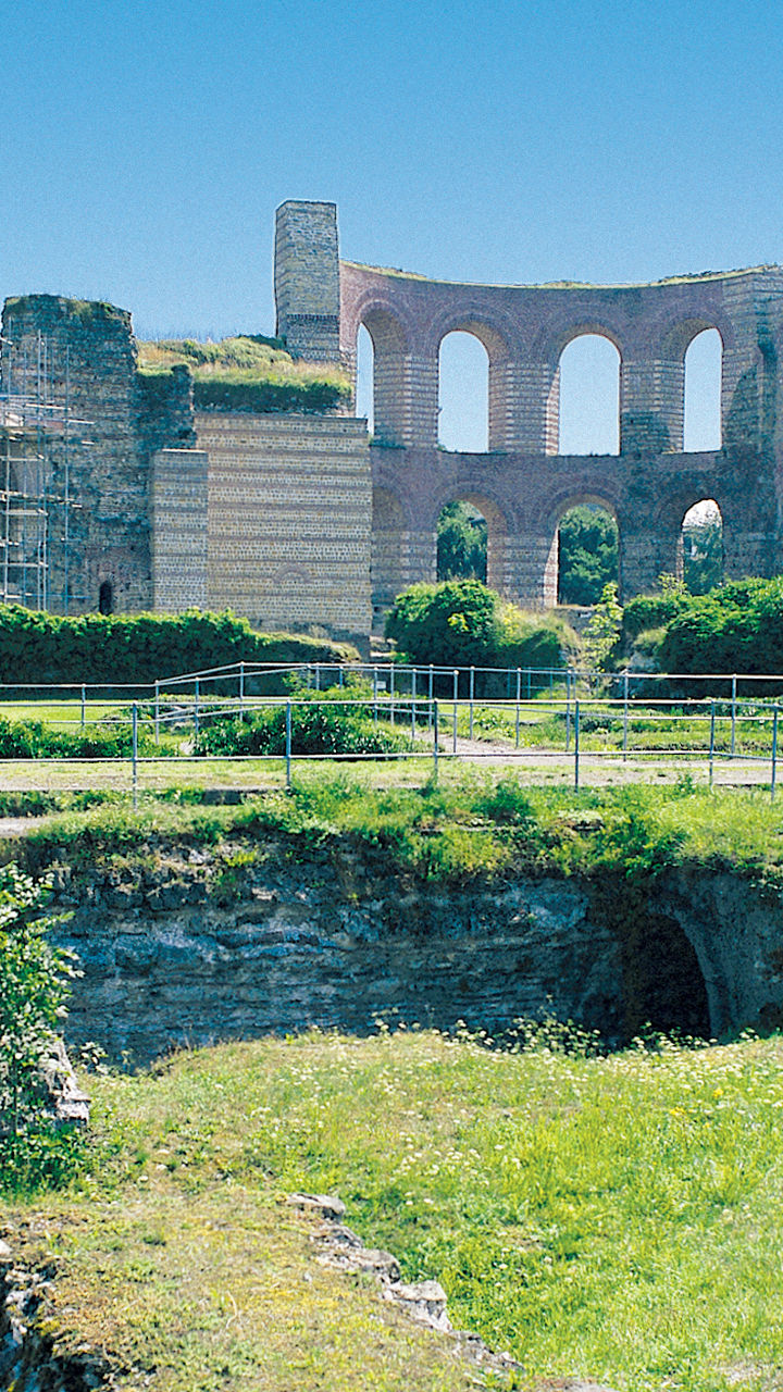 Ancient Roman Ruins in Lush Landscape