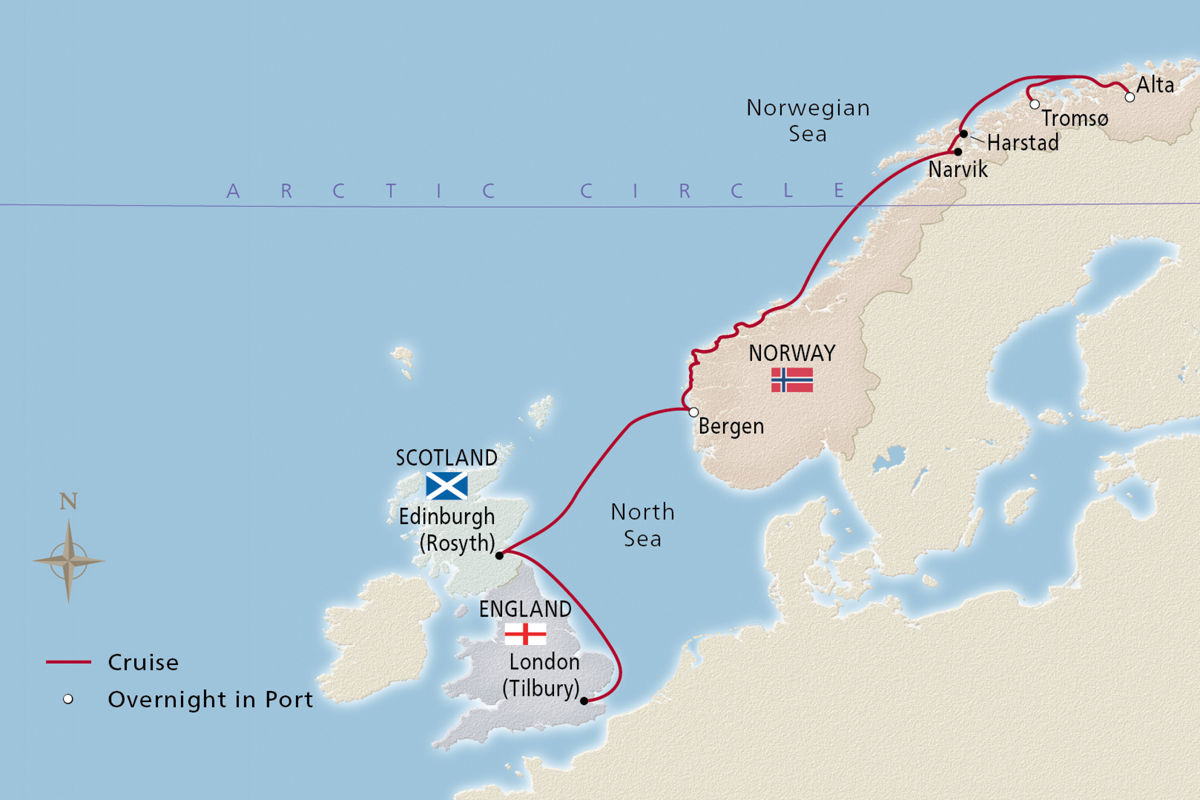 In Search of Northern Lights – route map