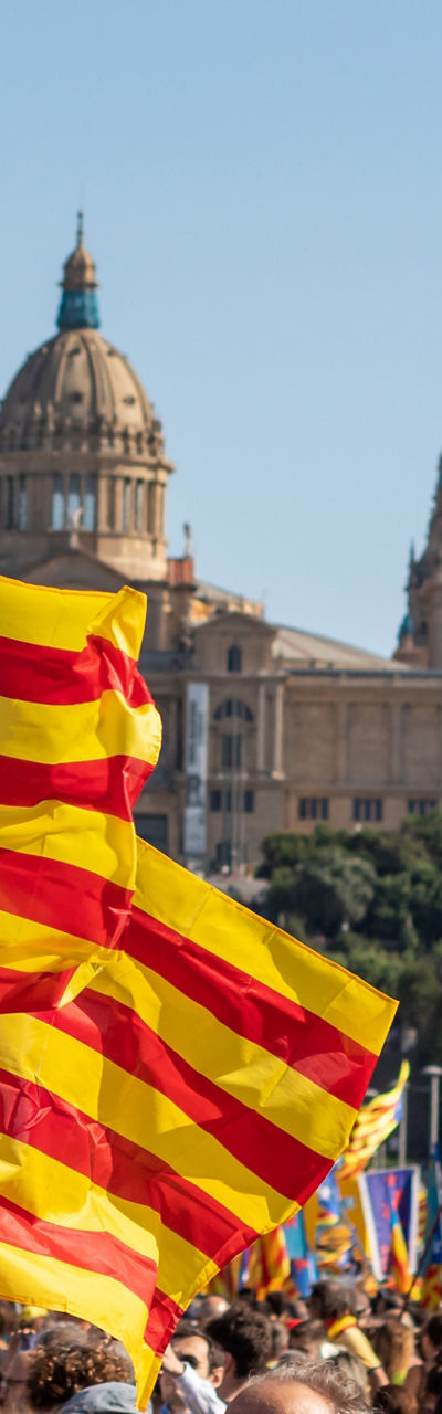 Crowd with Catalan flags in Barcelona rally