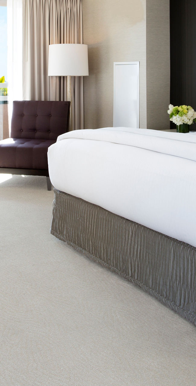 Modern hotel room with balcony view