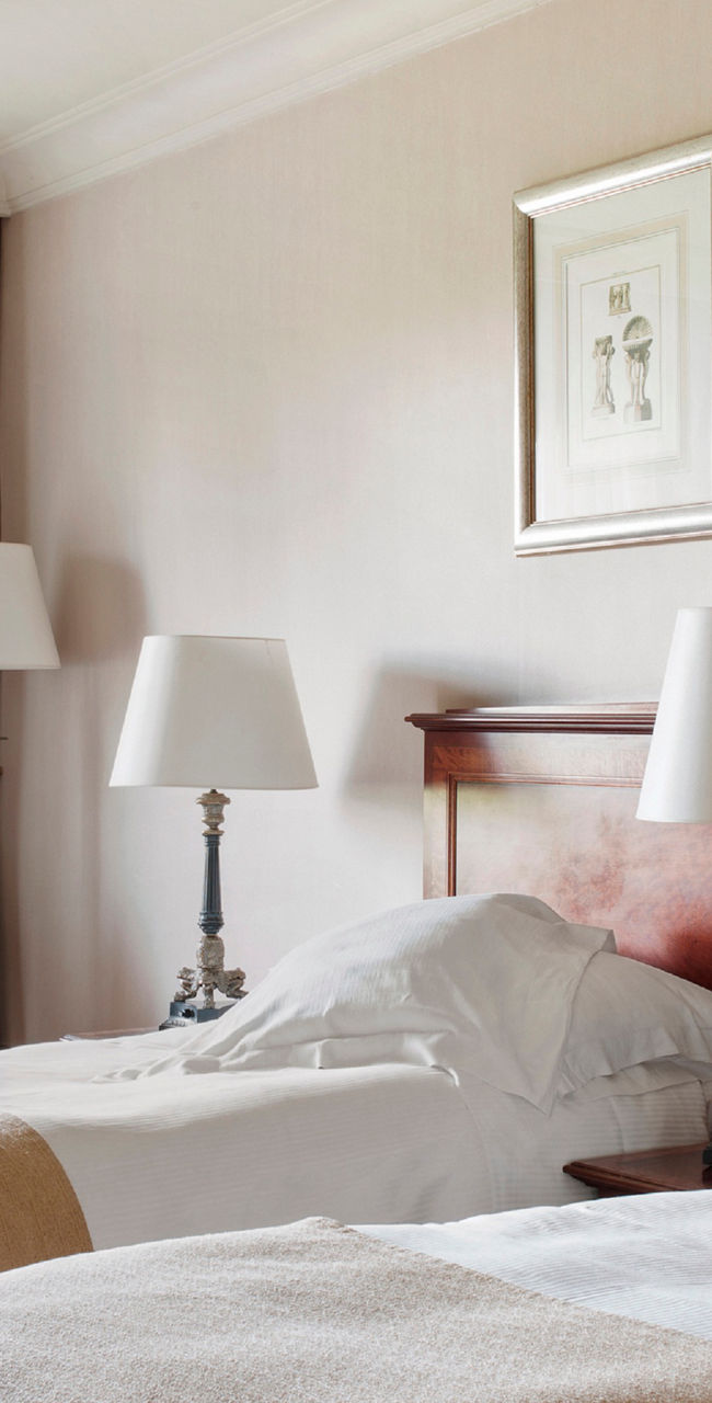 Elegant hotel room with twin beds