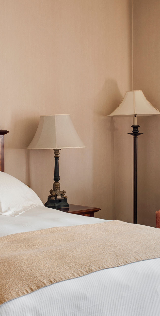 Elegant hotel room with classic decor