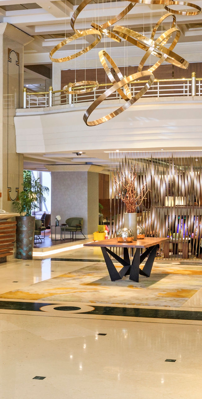 Elegant hotel lobby with modern decor