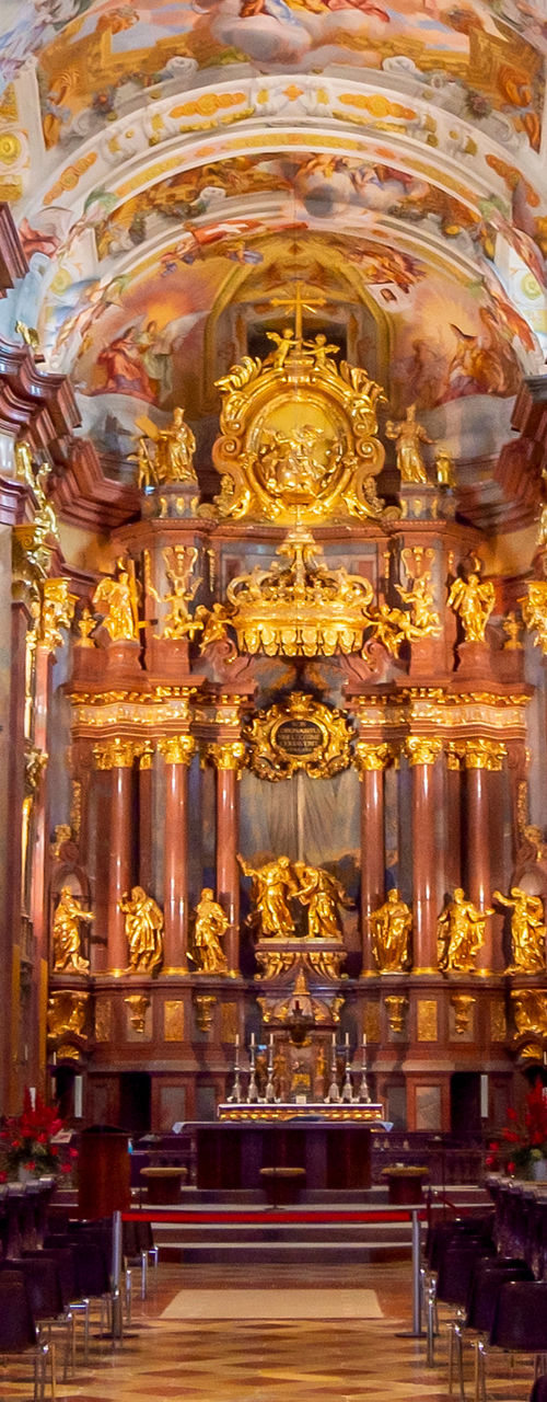 Ornate Baroque Church Interior with Golden Details