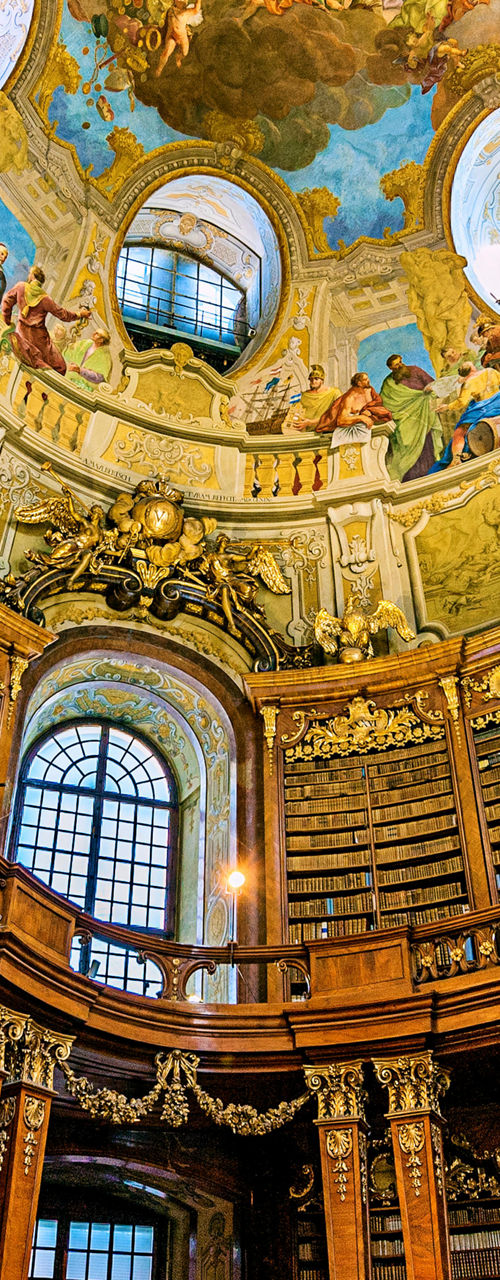 Ornate Baroque Library Interior with Frescoes