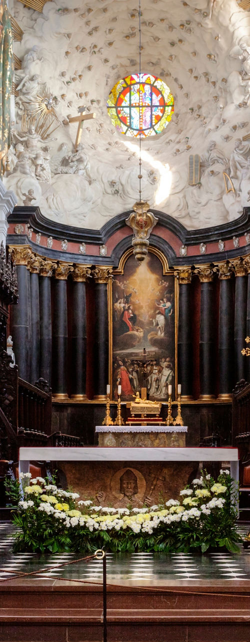 Ornate church interior with altar and pulpit