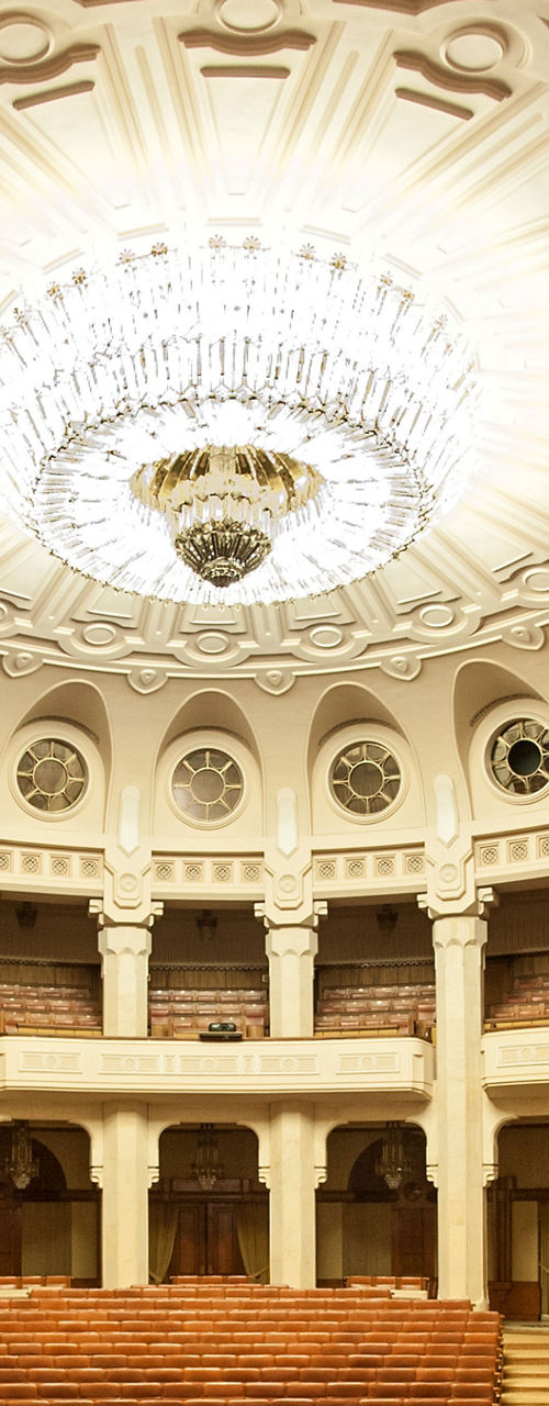 Elegant auditorium with ornate ceiling design