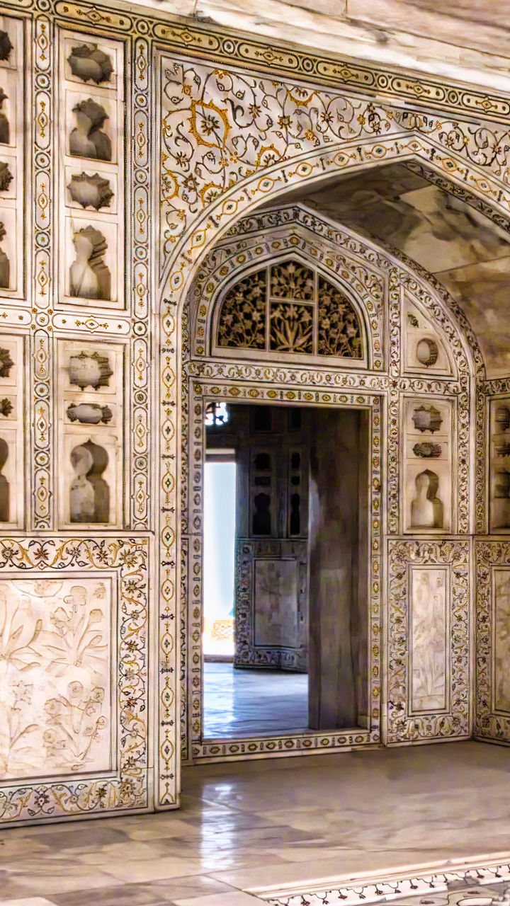 Intricate marble architecture with ornate carvings